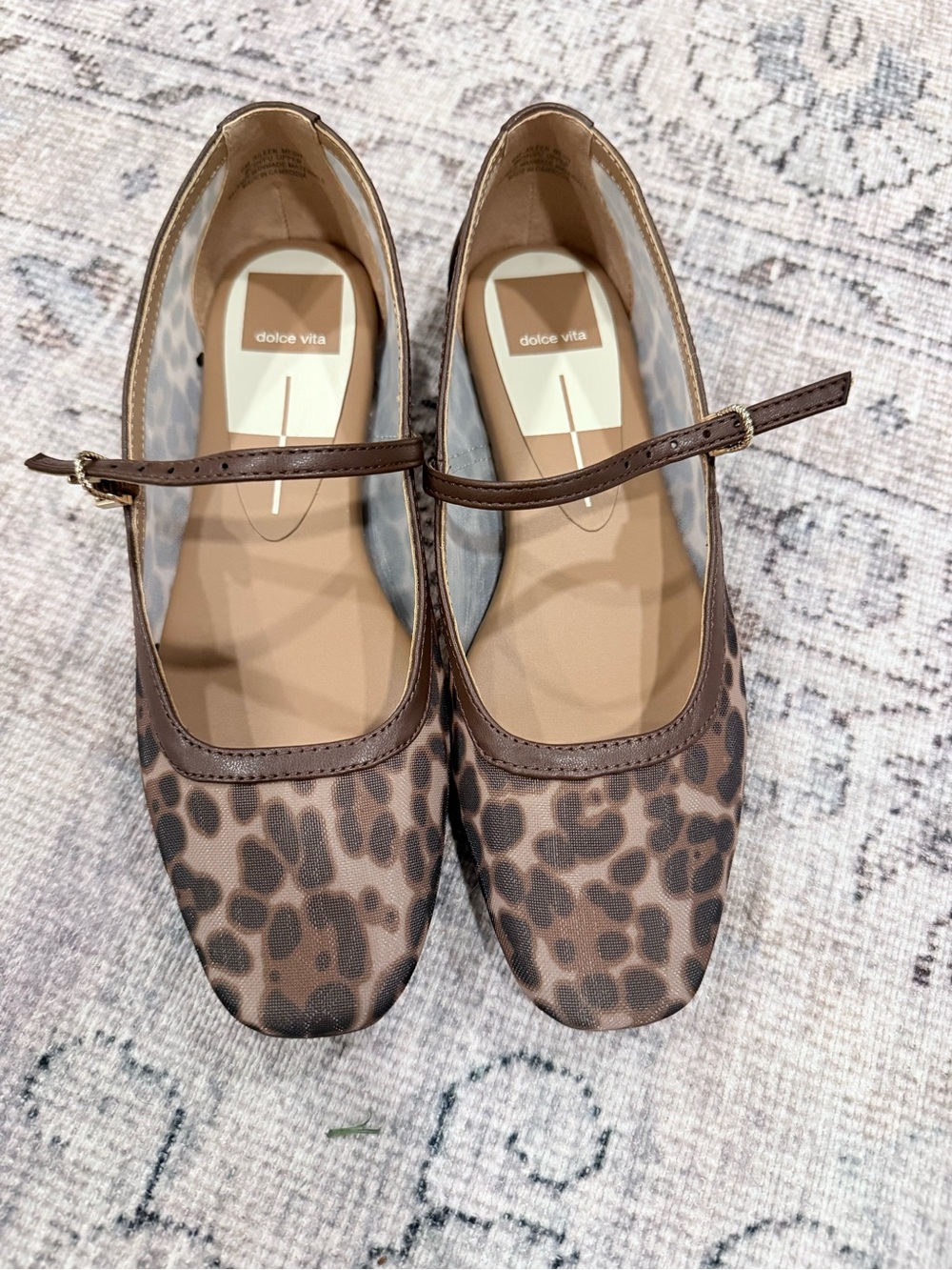 Dolce Vita Brown Leopard Print Mary Jane Flats with Strap